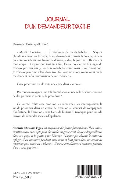 Journal d'un demandeur d'asile (9782296560291-back-cover)