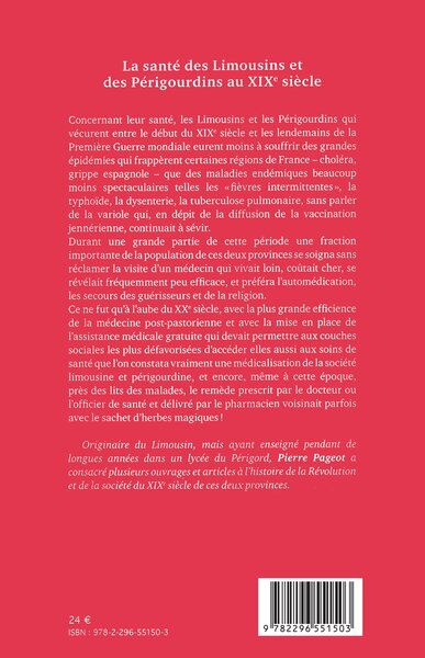 La santé des Limousins et des Périgourdins au XIXe siècle, Malades, maladies, soignants (9782296551503-back-cover)