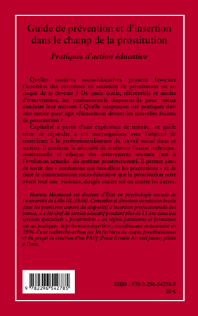 Guide de prévention et d'insertion dans le champ de la prostitution, Pratiques d'action éducative (9782296542785-back-cover)