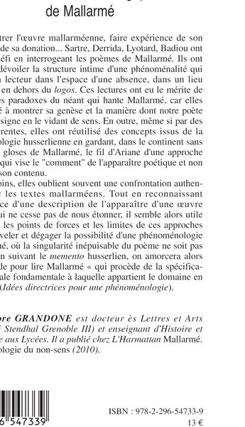 Lectures phénoménologiques de Mallarmé (9782296547339-back-cover)