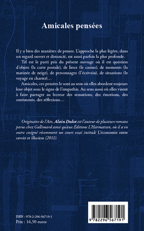 Amicales pensées, et autres propos (9782296567191-back-cover)