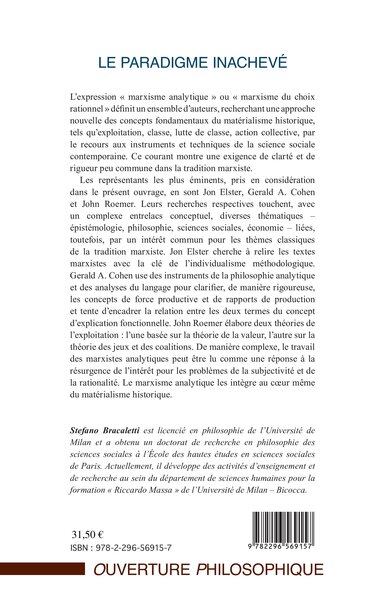 Le paradigme inachevé, Matérialisme historique et choix rationnel (9782296569157-back-cover)