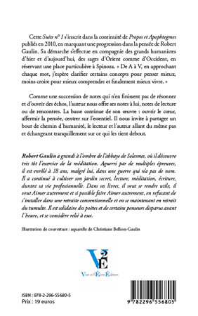 Propos et apophtegmes, Suites N°1 (9782296556805-back-cover)