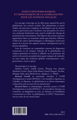 Enjeux épistémologiques et idéologiques de la globalisation pour les sciences sociales (9782296563124-back-cover)