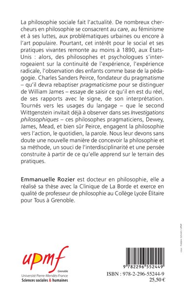 Le pragmatisme et sa méthode, Interdisciplinarité et observation en philosophie (9782296552449-back-cover)