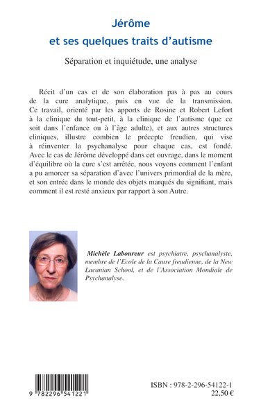 Jérôme et ses quelques traits d'autisme, Séparation et inquiétude, une analyse (9782296541221-back-cover)