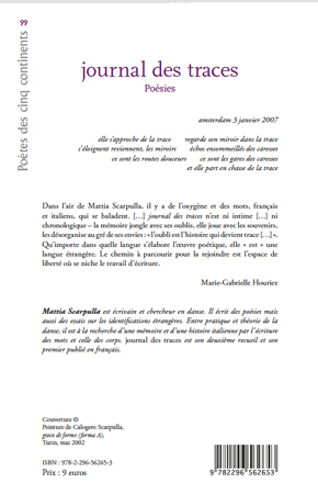 Journal des traces, Poésies (9782296562653-back-cover)