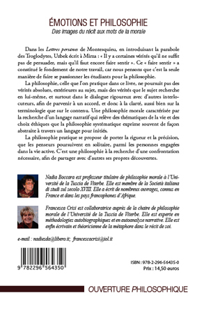 Emotions et philosophie, Des images du récit aux mots de la morale (9782296564350-back-cover)