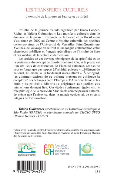 Les transferts culturels, L'exemple de la presse en France et au Brésil (9782296544390-back-cover)