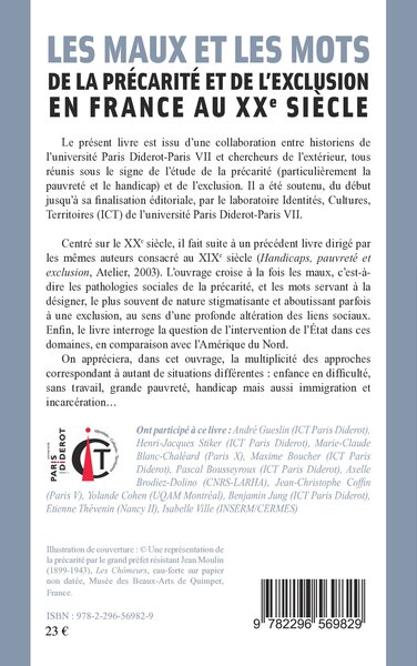 Les maux et les mots, De la précarité et de l'exclusion en France au XXe siècle (9782296569829-back-cover)