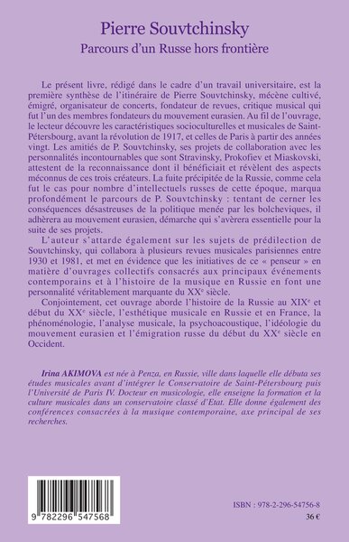 Pierre Souvtchinsky, Parcours d'un Russe hors frontière (9782296547568-back-cover)