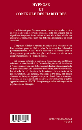 Hypnose et contrôle des habitudes, Actes du quatrième Congrès de l'Association Européenne des Praticiens d'Hypnose (9782296564961-back-cover)