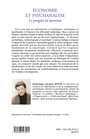 Economie et psychanalyse, Le progrès en question (9782296543225-back-cover)