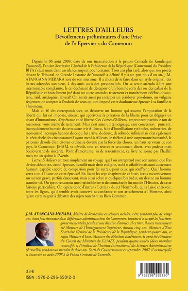 Lettres d'ailleurs, Dévoilements préliminaires d'une Prise de "l'Epervier" du Cameroun (9782296558120-back-cover)