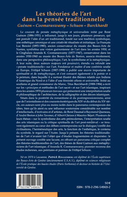 Les théories de l'art dans la pensée traditionnelle, Guénon - Coomaraswamy - Schuon - Burckhardt (9782296549692-back-cover)
