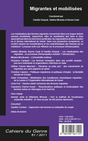 Cahiers du Genre, Migrantes et mobilisées (9782296567122-back-cover)