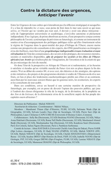 Cours Nouveau, Revue africaine trimestrielle de stratégie et de prospective, Contre la dictature des urgences, anticiper l'aveni (9782296562981-back-cover)