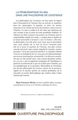 La problématique du mal dans une philosophie de l'existence (9782296554917-back-cover)