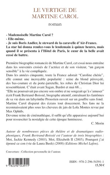 VERTIGE DE MARTINE CAROL   ROMAN (9782296543911-back-cover)