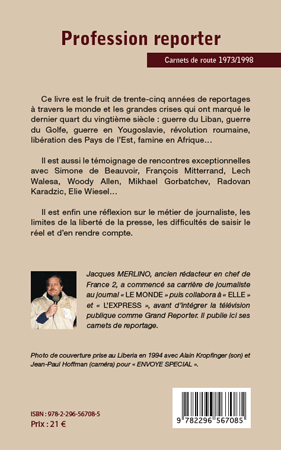 Profession reporter, Carnets de route 1973/1998 (9782296567085-back-cover)