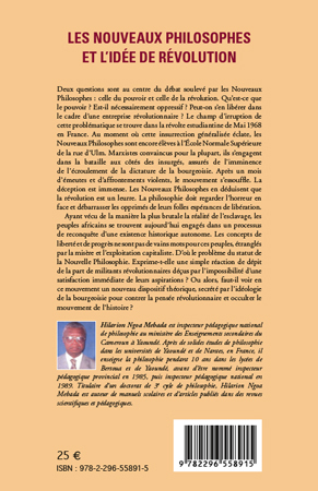 Les nouveaux philosophes et l'idée de révolution (9782296558915-back-cover)