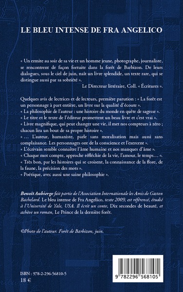 Le bleu intense de fra angelico, Roman - Deuxième édition (9782296568105-back-cover)