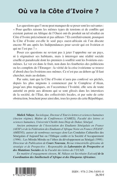 Où va la Côte d'Ivoire ?, Entre la question juula, le complexe d'Akan et le souverainisme de Laurent Gbagbo (9782296540910-back-cover)