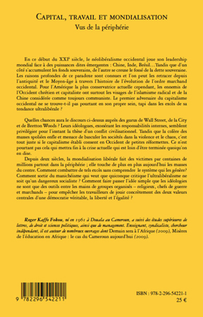 Capital, travail et mondialisation, Vus de la périphérie (9782296542211-back-cover)