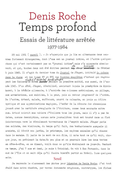 Temps profond, Essais de littérature arrêtée 1977-1984 (9782021429008-front-cover)