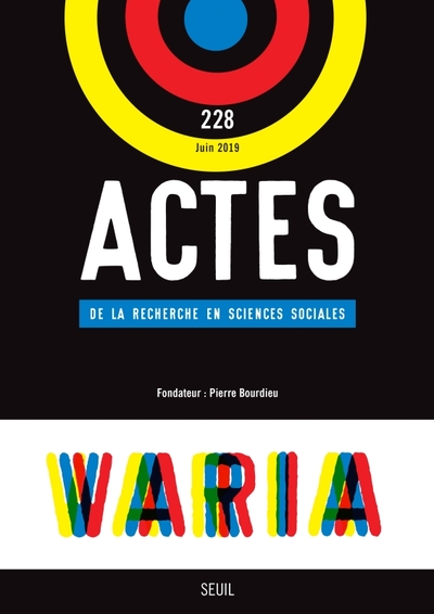 Actes de la recherche en sciences sociales, n° 228. Varia (9782021410501-front-cover)
