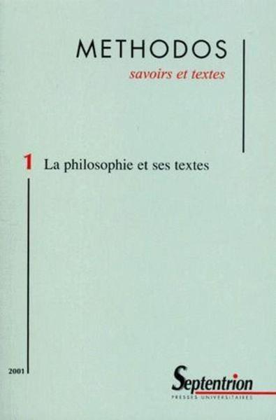 Methodos, n°1/2001 : La philosophie et ses textes (9782859396404-front-cover)