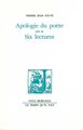 Apologie du poète, suivi de Six lectures (9782851940810-front-cover)