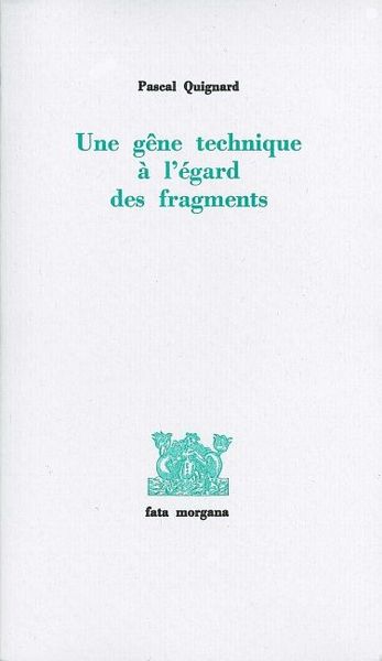 Une Gene Technique a l'Egard des Fragments (9782851940223-front-cover)