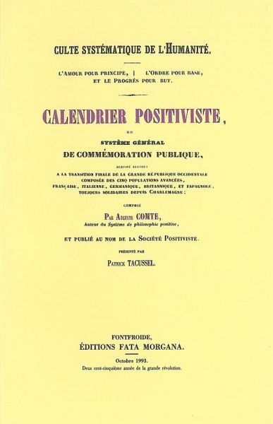Calendrier positiviste (9782851940841-front-cover)