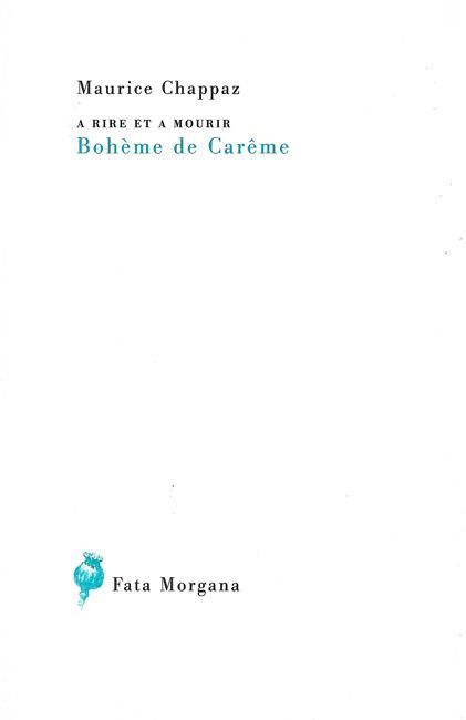 A rire et à mourir, Bohème de carême (9782851946751-front-cover)