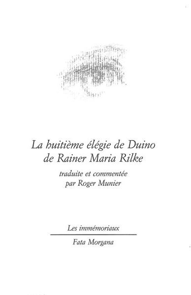 Huitieme Elegie de Duino (9782851944474-front-cover)