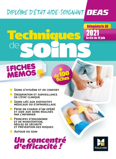 Techniques de soins en fiches mémos - DEAS 4e ed._Nouveau référentiel 2021 (9782216164158-front-cover)