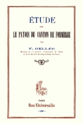 PATOIS DU CANTON DE FORMERIE (ETUDE SUR LE)