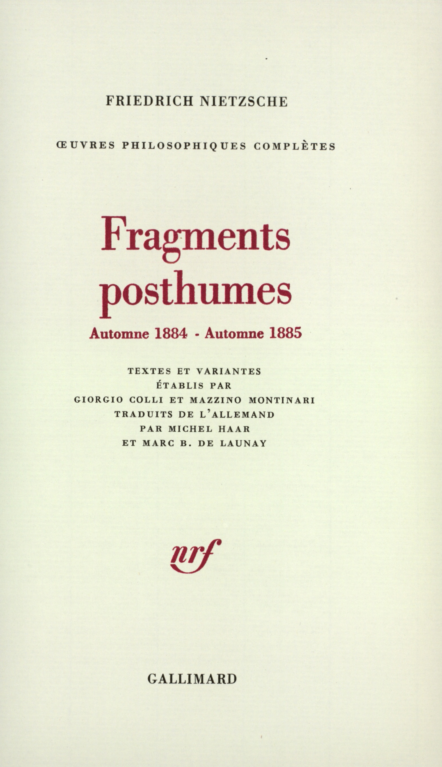 Fragments posthumes