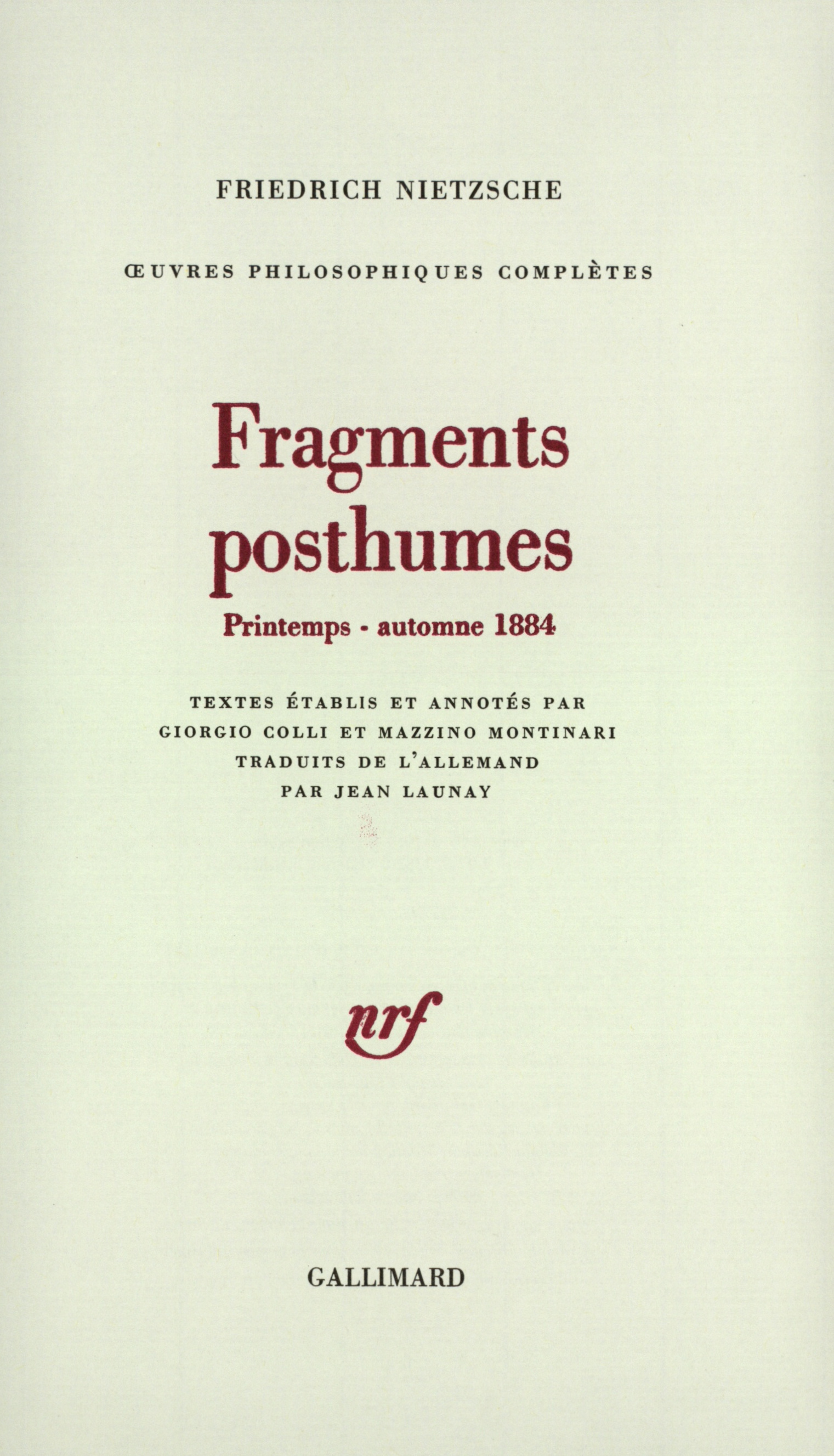 Fragments posthumes