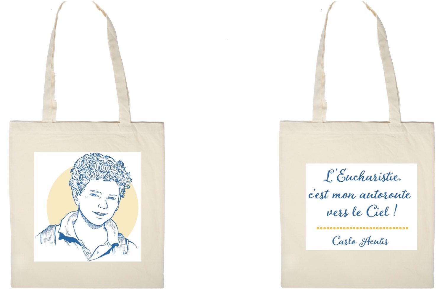 Sac soufflet Carlo Acutis bleu Emilie Droulers