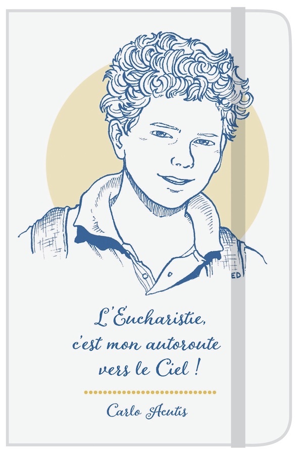 Carnet A6 Carlo Acutis bleu Emilie Droulers