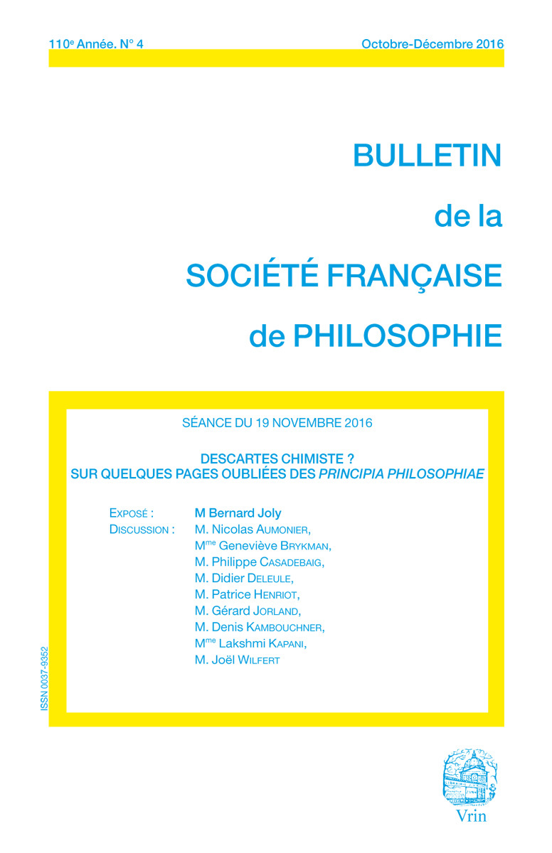 DESCARTES CHIMISTE? SUR QUELQUES PAGES OUBLIEES DES PRINCIPIA PHILOSOPHIAE