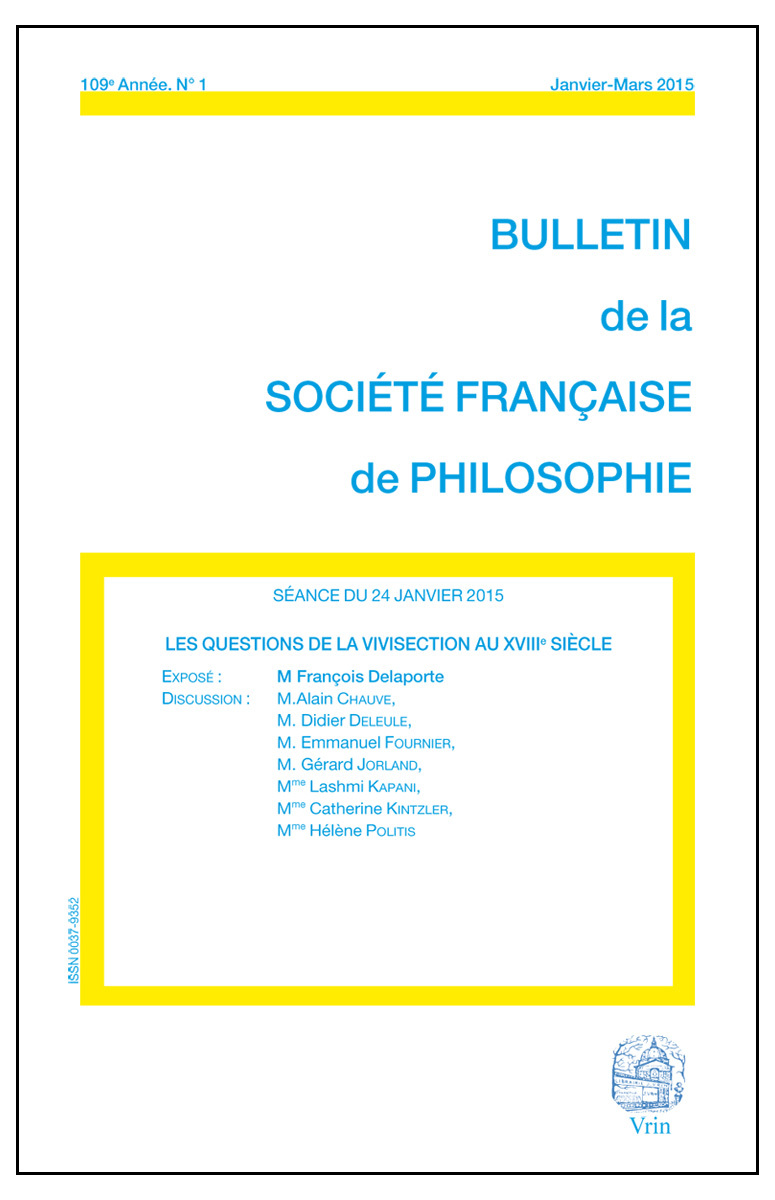 LES QUESTIONS DE LA VIVISECTION AU XVIIIE SIECLE