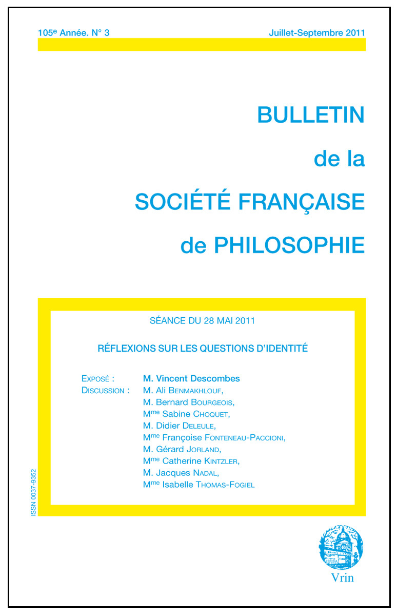 REFLEXIONS SUR LES QUESTIONS D IDENTITE