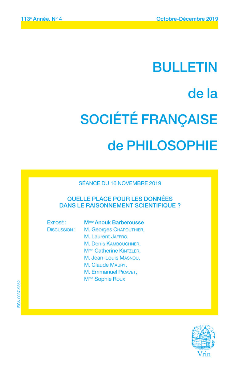 QUELLE PLACE POUR LES DONNEES DANS LE RAISONNEMENT SCIENTIFIQUE?