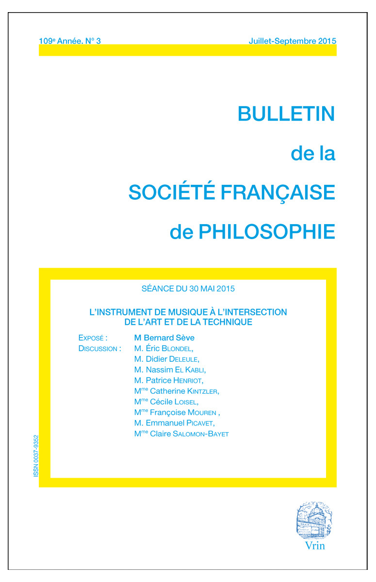L INSTRUMENT DE MUSIQUE A L INTERSECTION DE L ART ET DE LA TECHNIQUE
