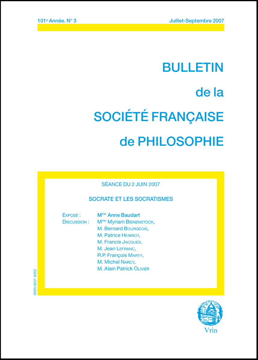 SOCRATE ET LES SOCRATISMES (BULLETIN SFP 2007/3)