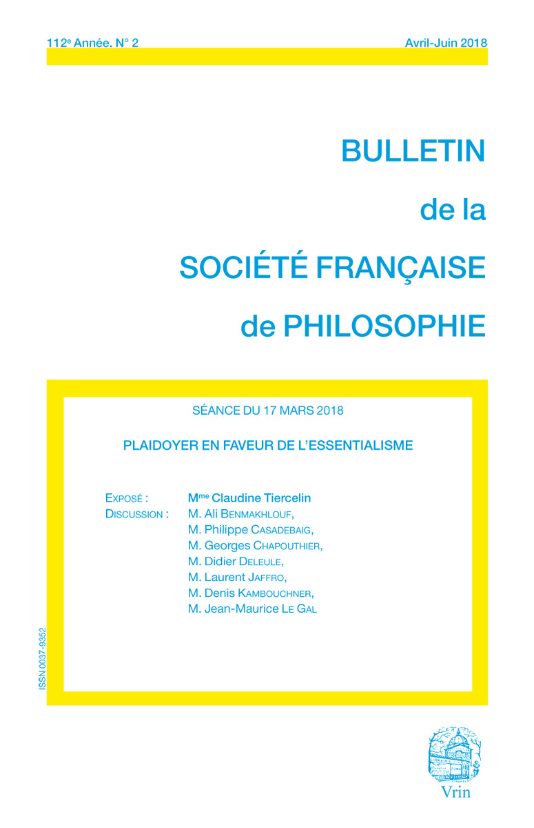 PLAIDOYER EN FAVEUR DE L ESSENTIALISME