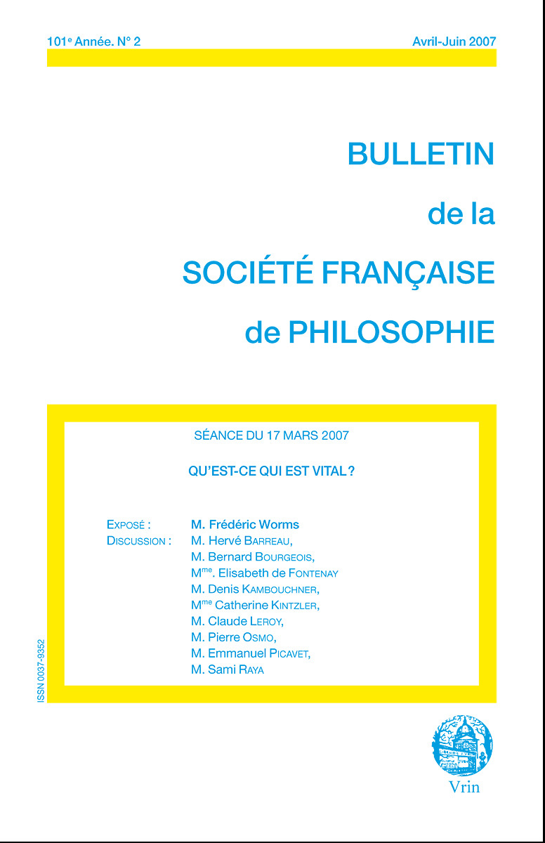 QU EST-CE QUI EST VITAL? (BULLETIN SFP 2007/2)